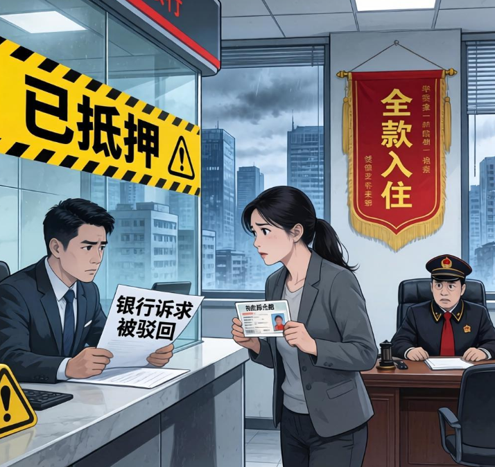 买房付清全款入住，卖家挂失房产证抵押借款，银行诉求被驳回！