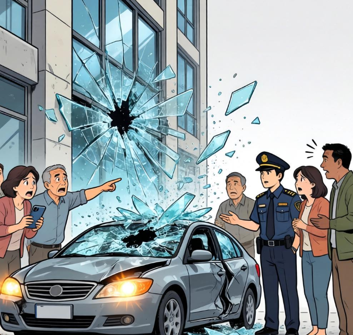 高层玻璃坠落砸坏车，业主、租客、物业谁担责？