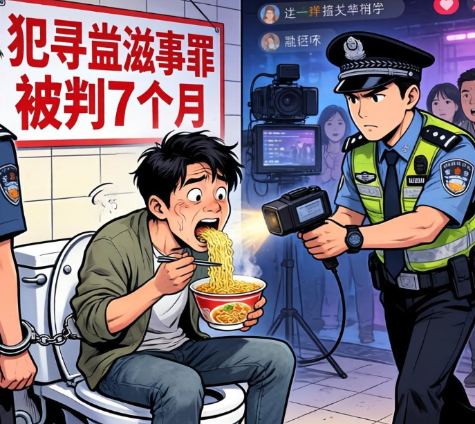 低俗直播不是流量密码！主播为涨粉马桶吃泡面、侵扰路人，犯寻衅滋事罪被判 7 个月！