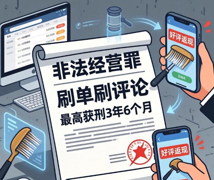 有偿刷单刷评论扰乱市场秩序，被判非法经营罪，最高获刑 3 年 6 个月！