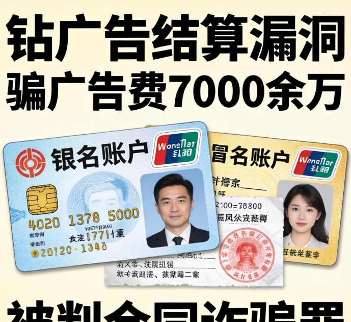 钻广告结算漏洞白嫖流量！骗广告费 7000 余万，5400 个冒名账户恶意套利，被判合同诈骗罪！
