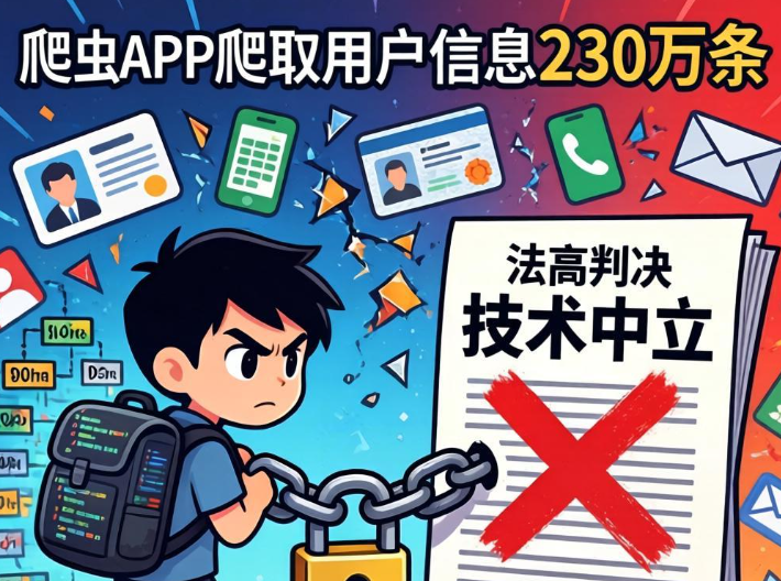 私自开发爬虫 APP 爬取用户信息 230 万条，能以 “技术中立” 免责吗？
